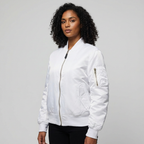 Satin Bomber Jacket – Women's Classic MA-1 Zip-Up Jacket with Utility Pocket