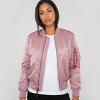 Satin Bomber Jacket – Women's Classic MA-1 Zip-Up Jacket with Utility Pocket