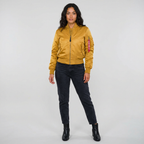 Satin Bomber Jacket – Women's Classic MA-1 Zip-Up Jacket with Utility Pocket