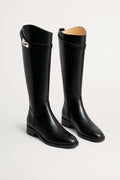 Sleek Knee-High Boots with Buckle Detail