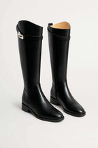 Sleek Knee-High Boots with Buckle Detail