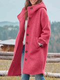 Fluffy Winter Coat with Hood and Button Front