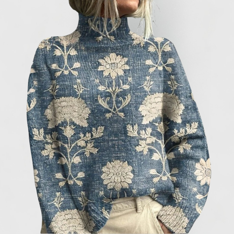 Women's Roll Neck Jumper – Cosy Season Essential in Blue or Green