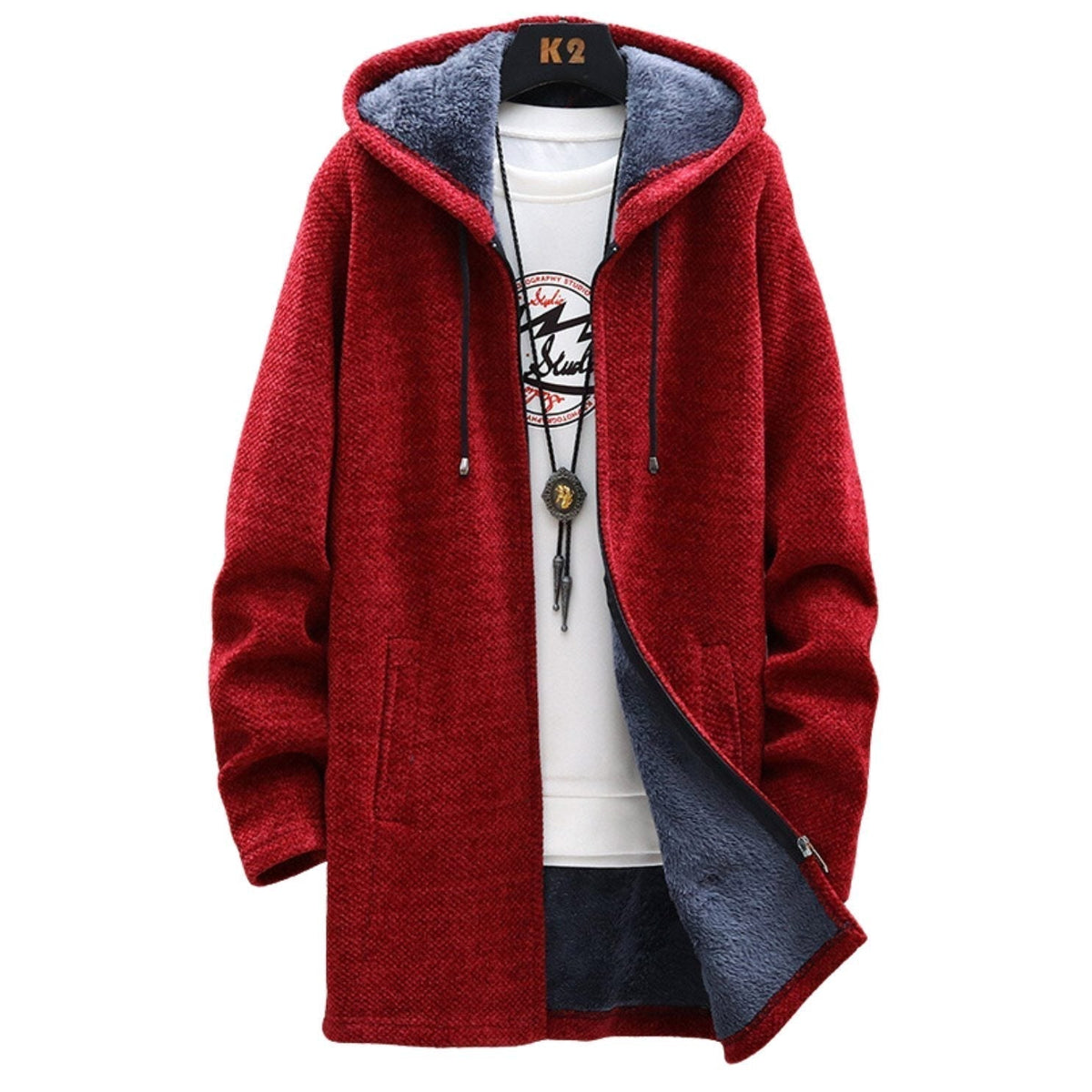 Women's Long Fleece-Lined Hooded Winter Jacket
