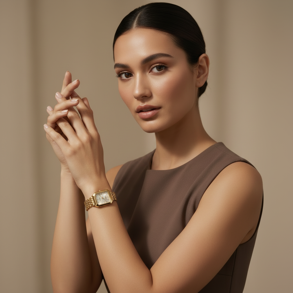 Gold Square Watch – Women's Minimalist Dress Watch with Bracelet Strap