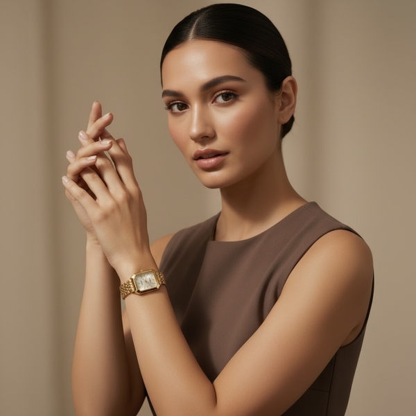 Gold Square Watch – Women's Minimalist Dress Watch with Bracelet Strap