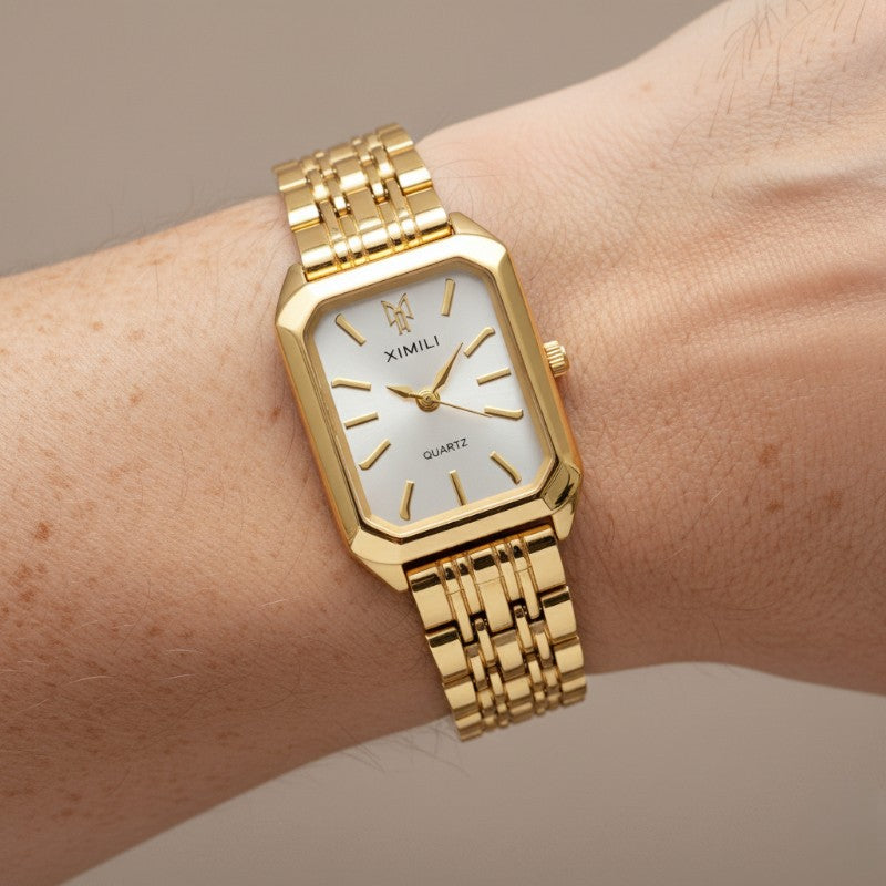 Gold Square Watch – Women's Minimalist Dress Watch with Bracelet Strap