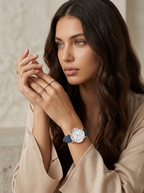 Rose Gold Watch with Suede-Look Strap – Women's Elegant Minimalist Watch