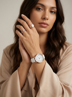 Rose Gold Watch with Suede-Look Strap – Women's Elegant Minimalist Watch