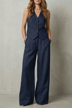 Sleeveless Tailored Vest & Wide-Leg Trouser Set