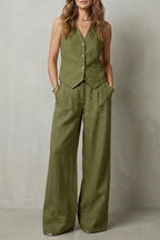 Sleeveless Tailored Vest & Wide-Leg Trouser Set