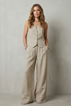 Sleeveless Tailored Vest & Wide-Leg Trouser Set