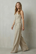 Sleeveless Tailored Vest & Wide-Leg Trouser Set
