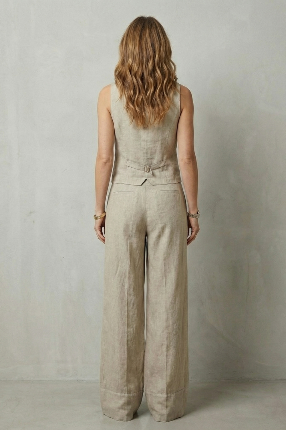 Sleeveless Tailored Vest & Wide-Leg Trouser Set