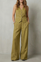 Sleeveless Tailored Vest & Wide-Leg Trouser Set