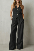Sleeveless Tailored Vest & Wide-Leg Trouser Set