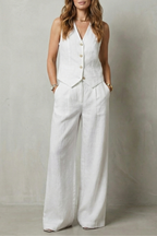Sleeveless Tailored Vest & Wide-Leg Trouser Set