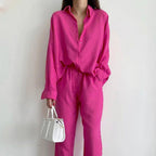 Linen Blend Set – Relaxed Blouse & Wide Leg Trousers Co-ord