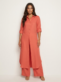 Linen Longline Shirt & Wide Leg Trousers Set – Women's Summer Linen Co-ord