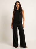 Linen-Look Sleeveless Top & Wide Leg Trousers Set – Women's Summer Co-ord