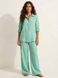 Linen-Blend Wide-Leg Two-Piece Set
