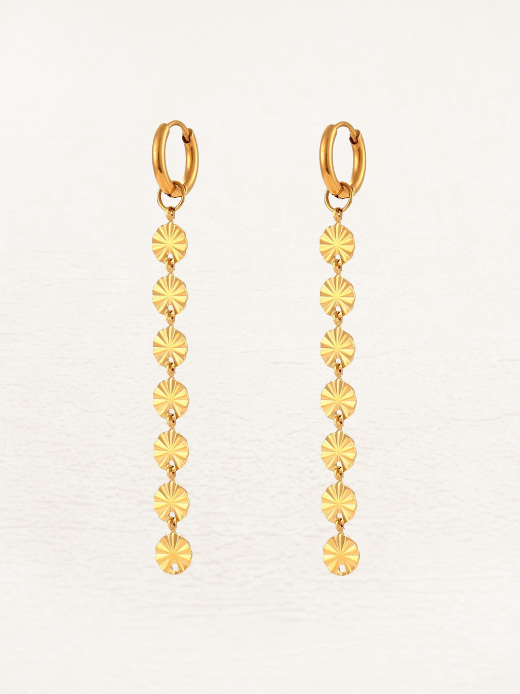 Gold Statement Drop Earrings – Long Dangle Earrings (6.7 cm)