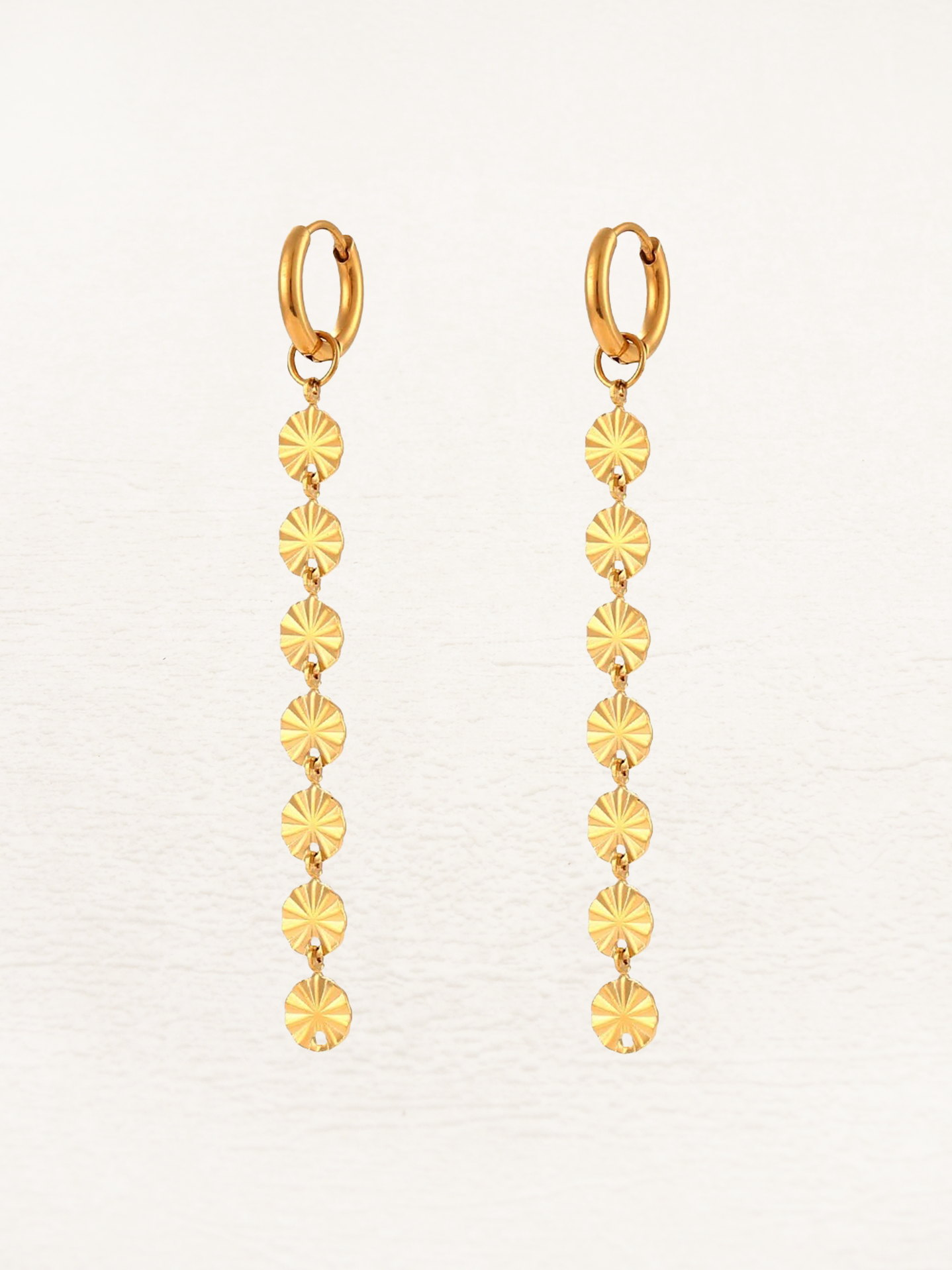 Gold Statement Drop Earrings – Long Dangle Earrings (6.7 cm)