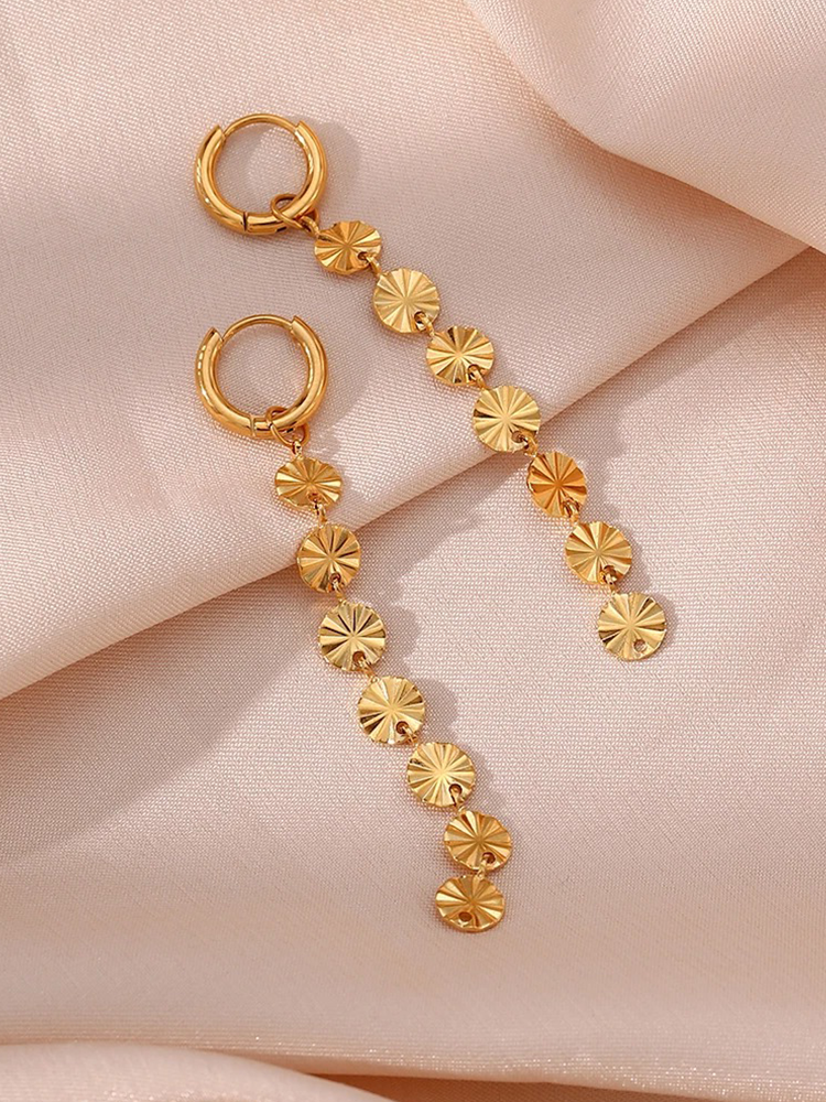 Gold Statement Drop Earrings – Long Dangle Earrings (6.7 cm)