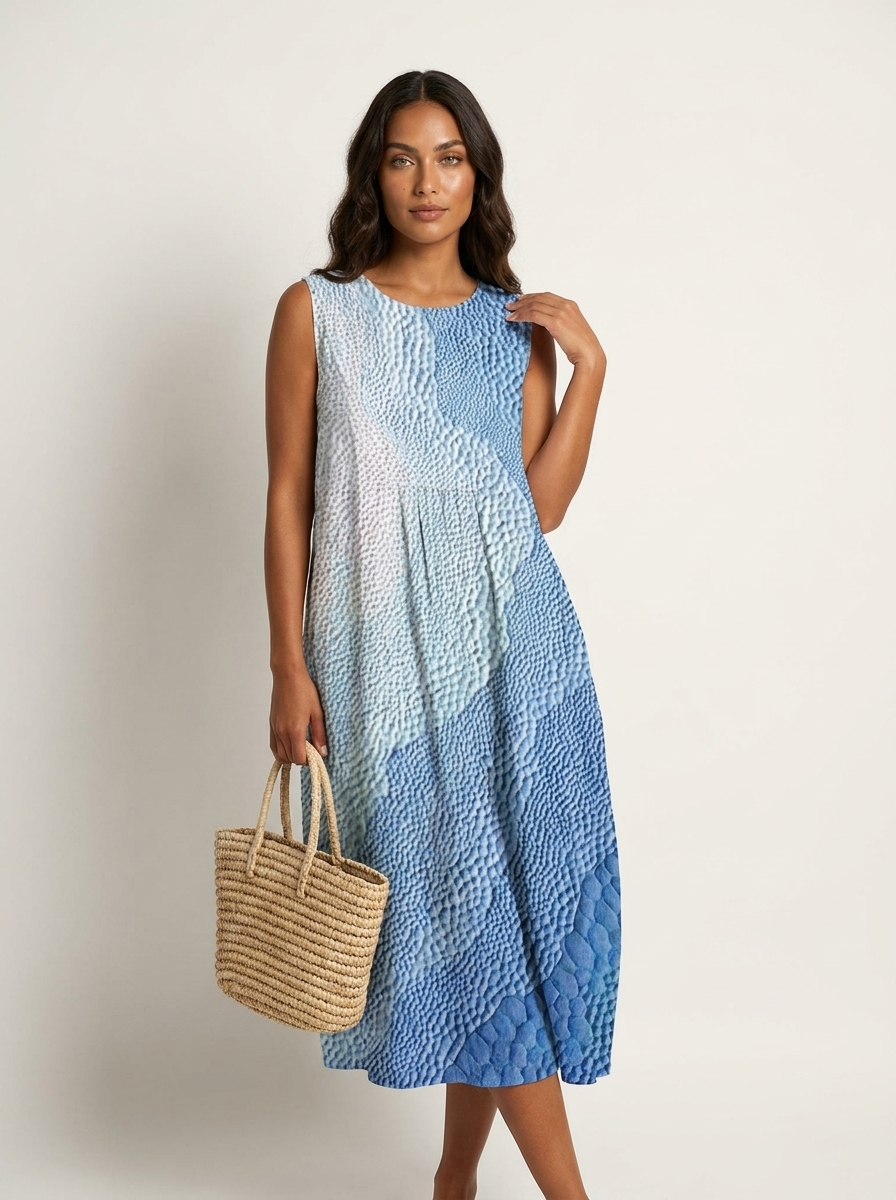 Checked Print Sleeveless Midi Dress – Women's Airy Summer Dress