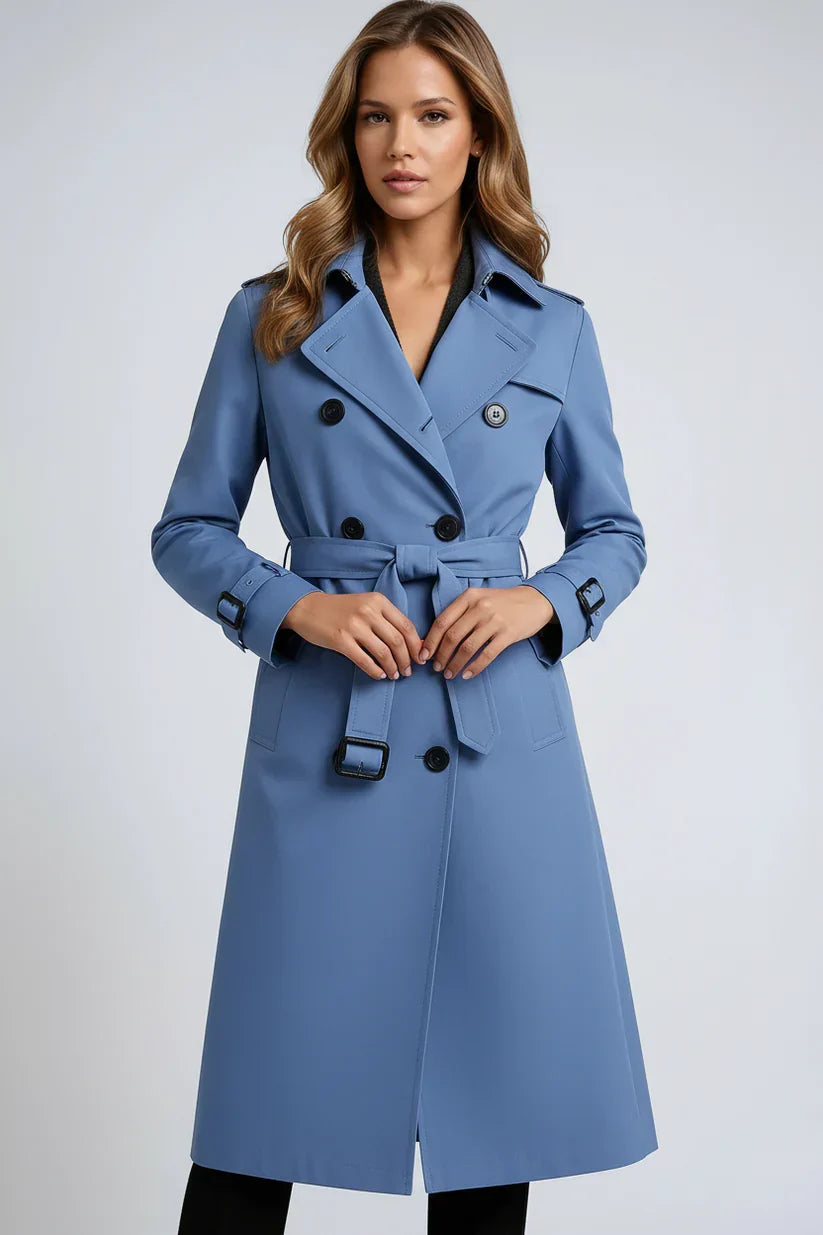 Long Trench Coat with Double Button Closure – 7 Colours