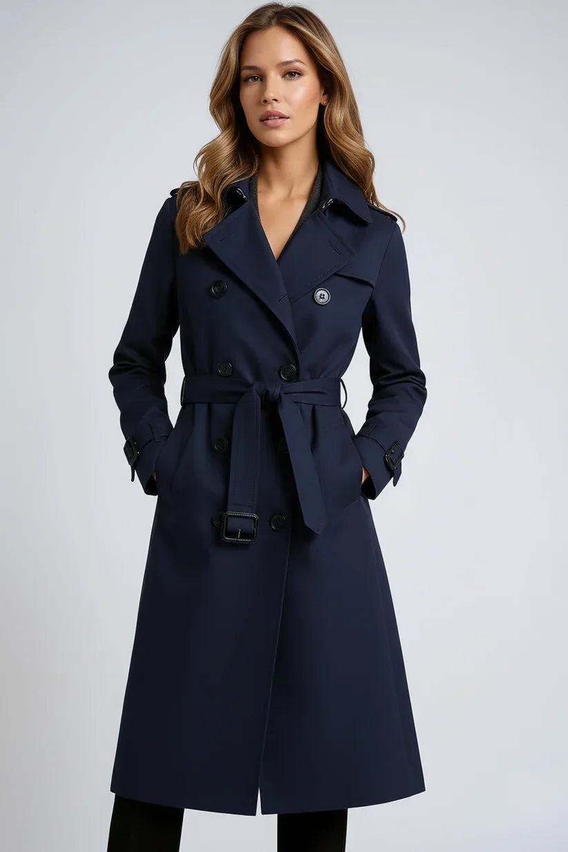 Long Trench Coat with Double Button Closure – 7 Colours