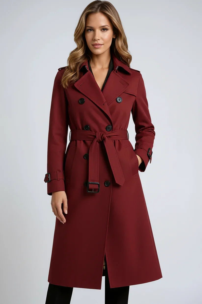 Long Trench Coat with Double Button Closure – 7 Colours
