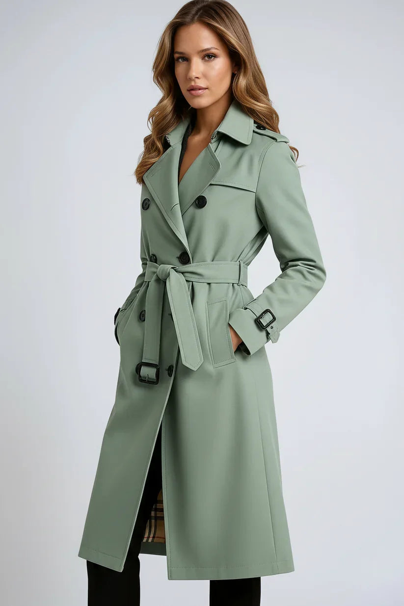 Long Trench Coat with Double Button Closure – 7 Colours