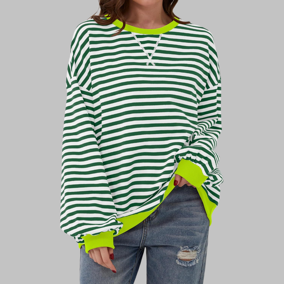 Women's Oversized Printed Sweatshirt – Relaxed Crew Neck Top