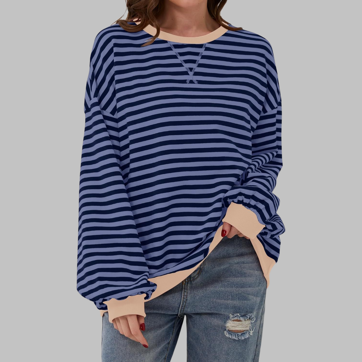 Women's Oversized Printed Sweatshirt – Relaxed Crew Neck Top