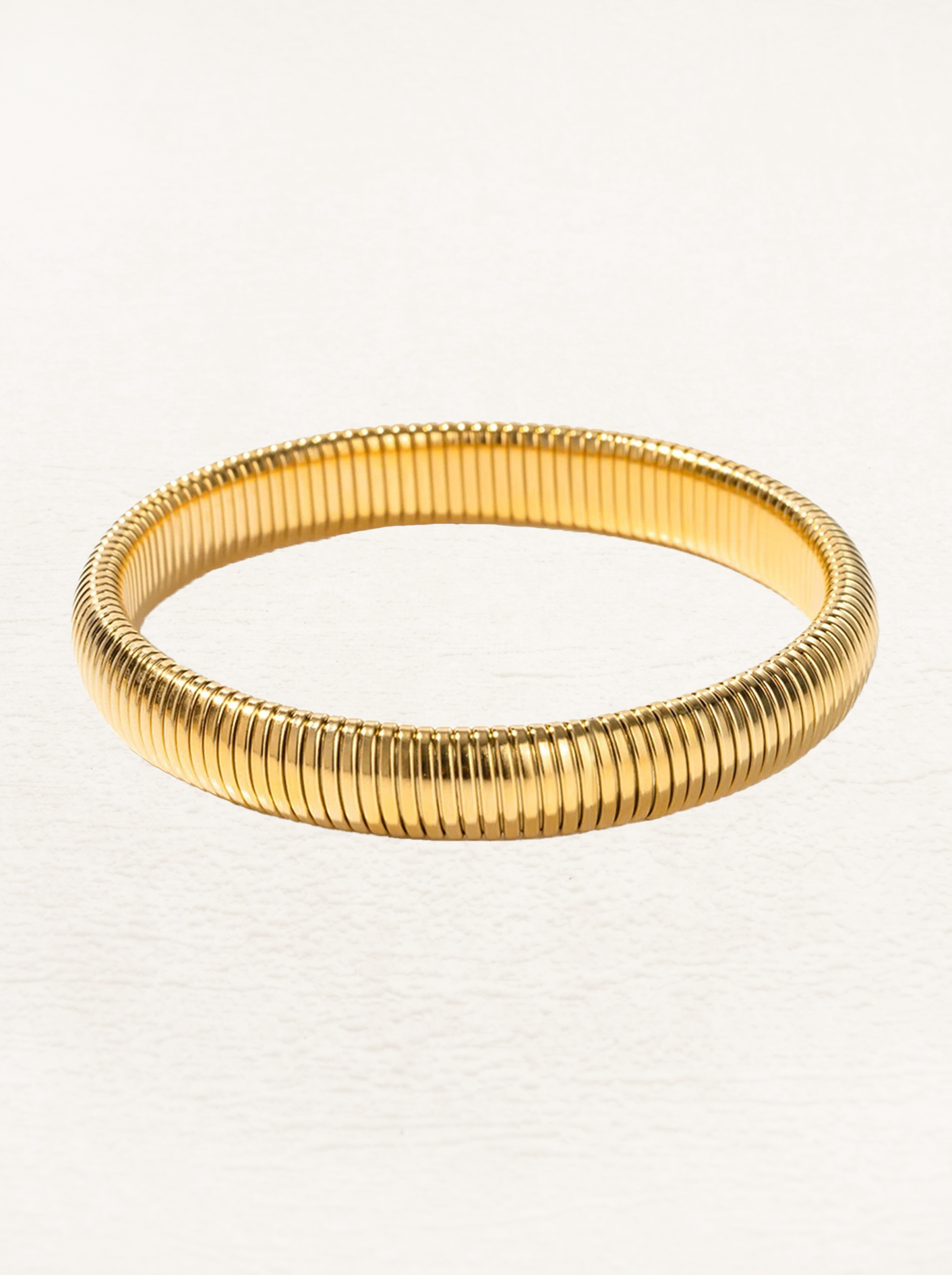 Wide Gold Snake Chain Bracelet – Stretch 18K Gold Plated Bracelet (8–12 mm)