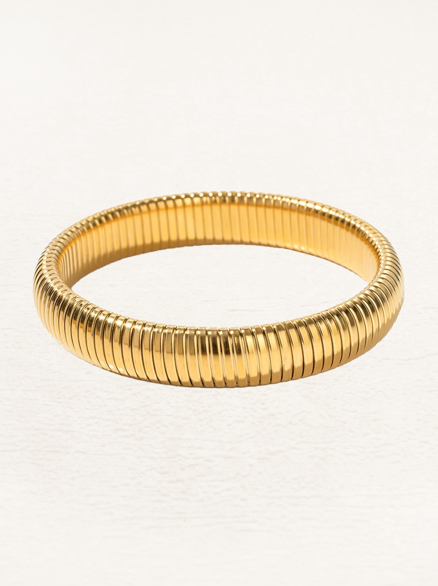 Wide Gold Snake Chain Bracelet – Stretch 18K Gold Plated Bracelet (8–12 mm)