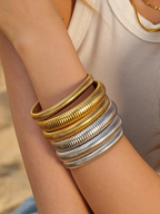Wide Gold Snake Chain Bracelet – Stretch 18K Gold Plated Bracelet (8–12 mm)
