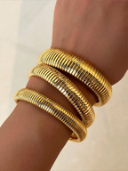 Wide Gold Snake Chain Bracelet – Stretch 18K Gold Plated Bracelet (8–12 mm)