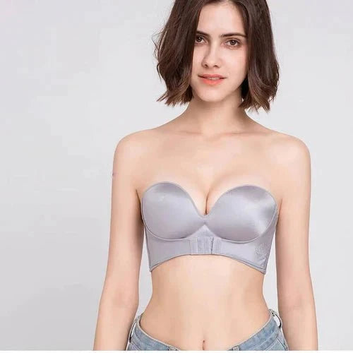 Women's Strapless Push-Up Bra with Silicone Grip