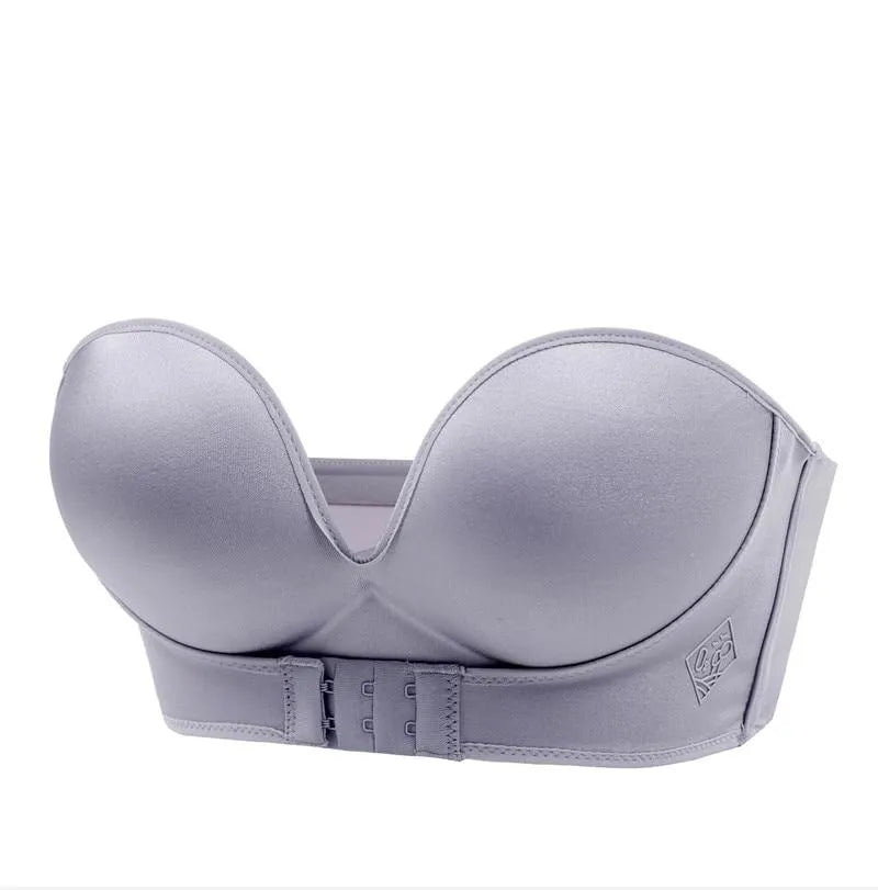 Women's Strapless Push-Up Bra with Silicone Grip