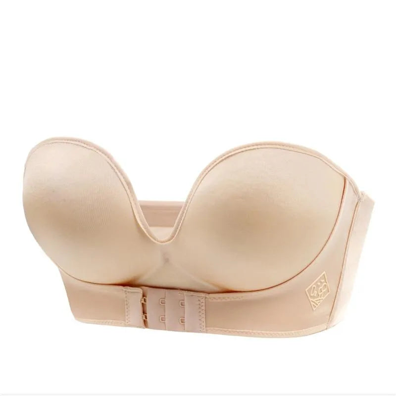 Women's Strapless Push-Up Bra with Silicone Grip
