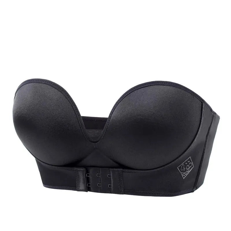 Women's Strapless Push-Up Bra with Silicone Grip