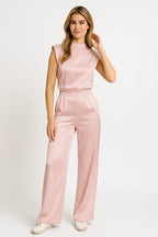 Sleeveless Satin Look Jumpsuit with Wide Legs in 6 Colours