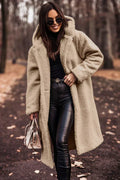 Long Oversized Teddy Coat with Hood – Wool Blend Hooded Teddy