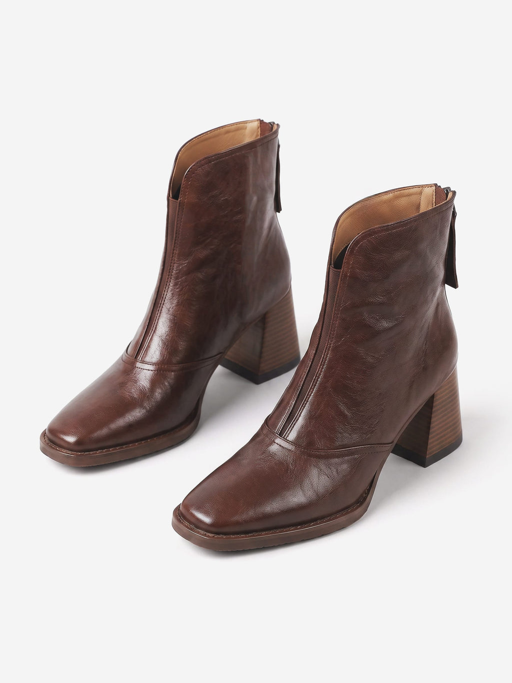 Square-Heel Ankle Boots with Zip – Vegan Leather