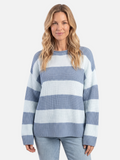 Oversized Striped Ribbed Jumper with Puff Sleeves