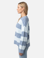 Oversized Striped Ribbed Jumper with Puff Sleeves