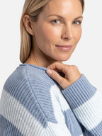 Oversized Striped Ribbed Jumper with Puff Sleeves
