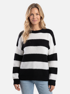 Oversized Striped Ribbed Jumper with Puff Sleeves